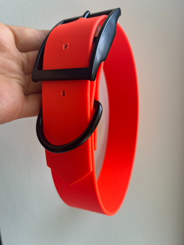 Biothane halsband, 38mm, maat L, neon oranje