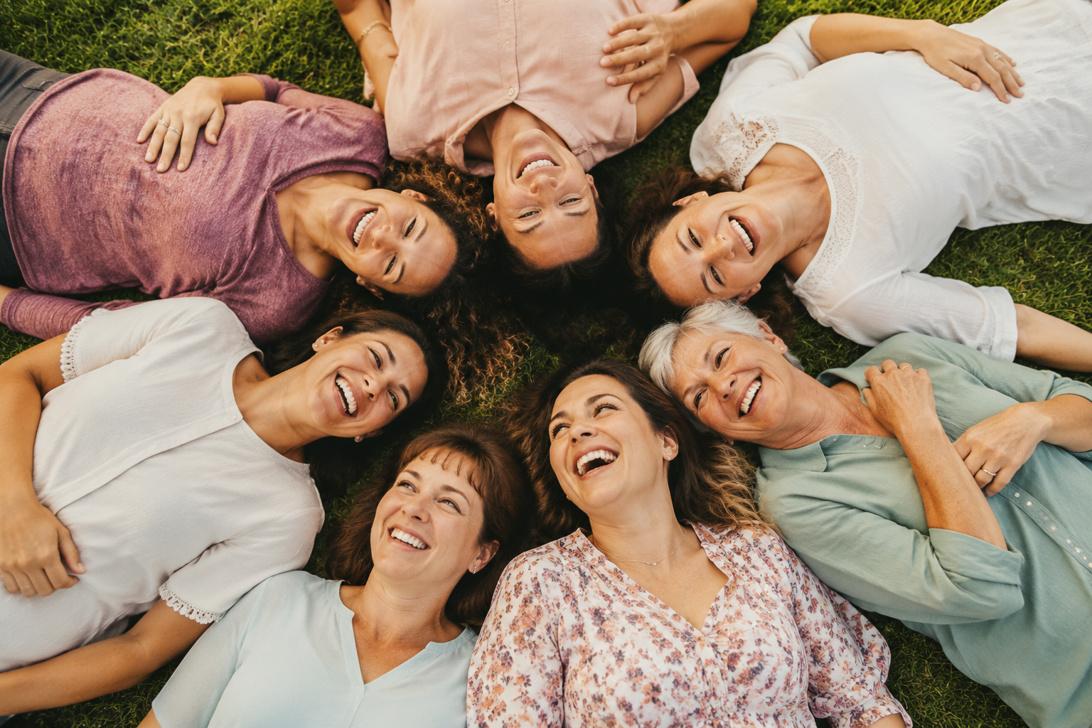 Groupe de femmes allongées dans l'herbe