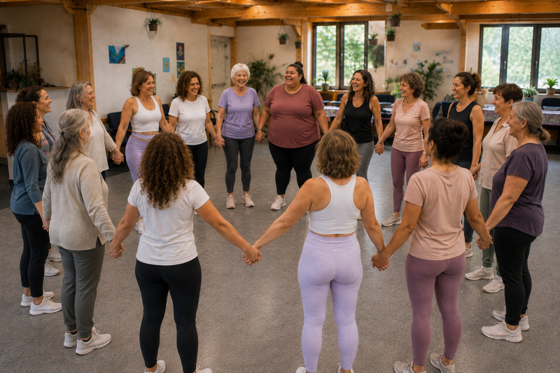 Femmes de tous âges réunies en cercle