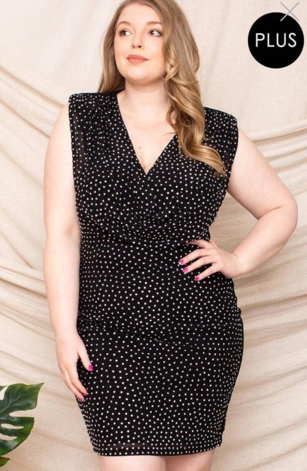 BLACK RHINSTONE DRESS- PLUS DVL00046