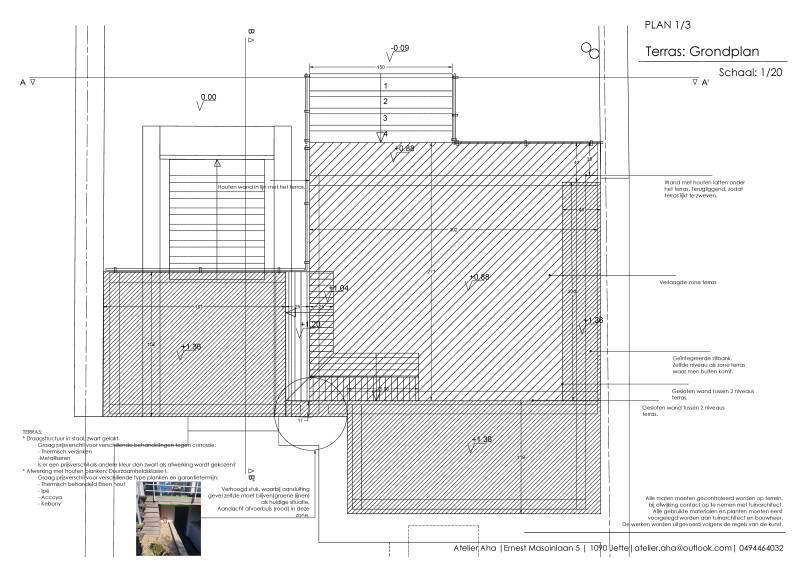 Technisch ontwerp terras in verschillende niveaus