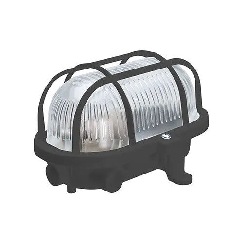 bulleye 17cm e27 kunststof kap + kunststof korf ip44 zwart