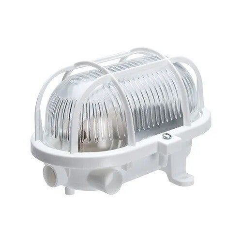 bulleye 17cm e27 kunststof kap + kunststof korf ip44 wit