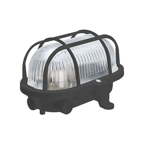 bulleye 17cm e27 glas + kunststof korf ip54 zwart