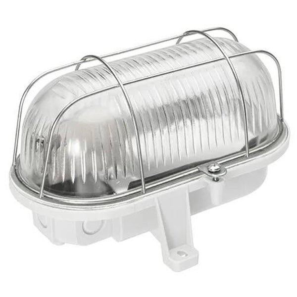 bulleye 20cm e27 glas + stalen korf ip44 wit
