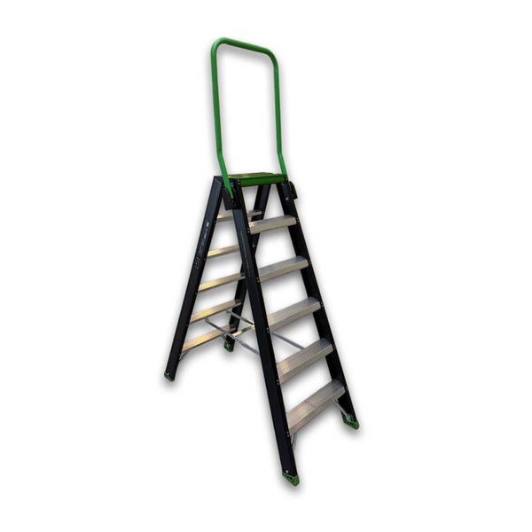 Dubbele oplooptrap 2 x 6 met inklapbare beugel