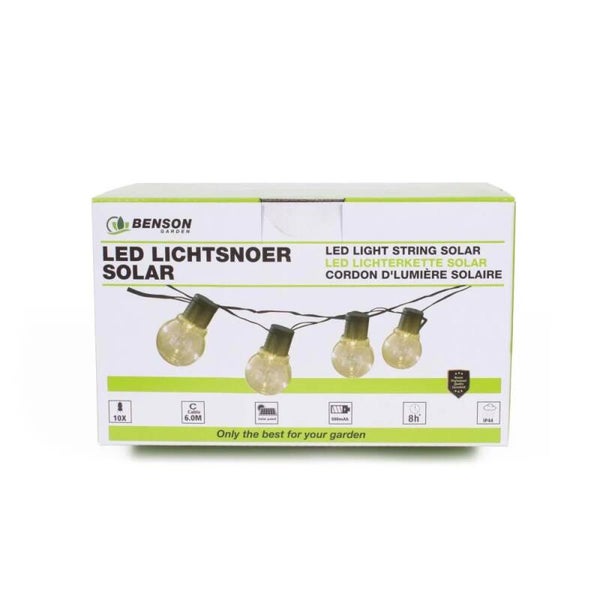 LED deco lichtsnoer 10 dlg 6 mtr IP44 solar 100 mAh
