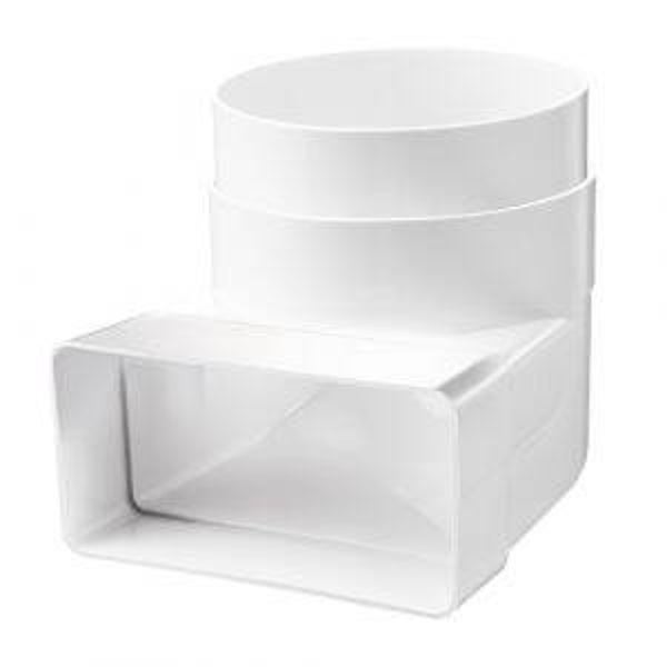 vlakkanaal 110x54mm bochtstuk 90 vert. > v. ø 100 mm slang