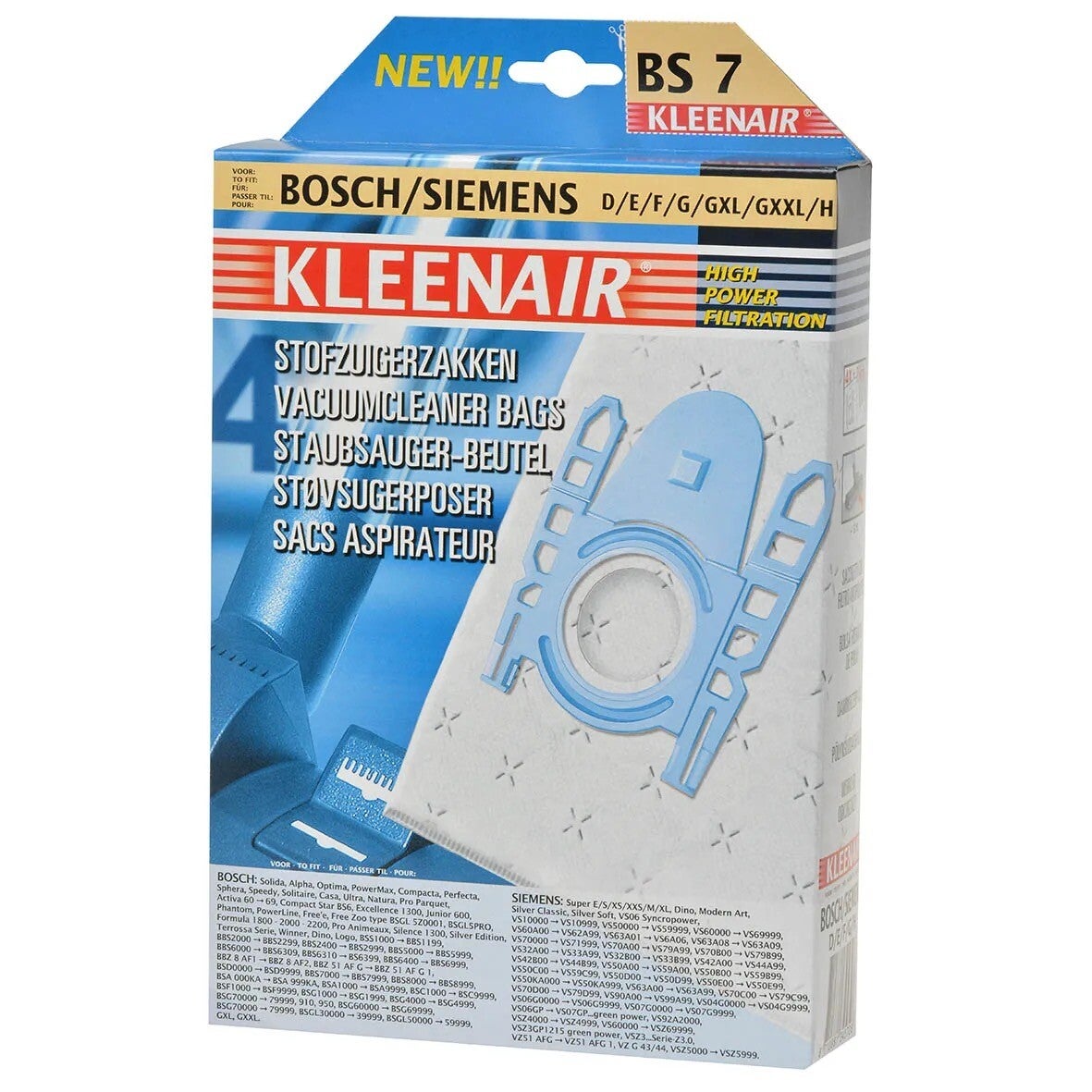 Kleenair stofzuigerzak bosch/siemens bs-7 4stuks