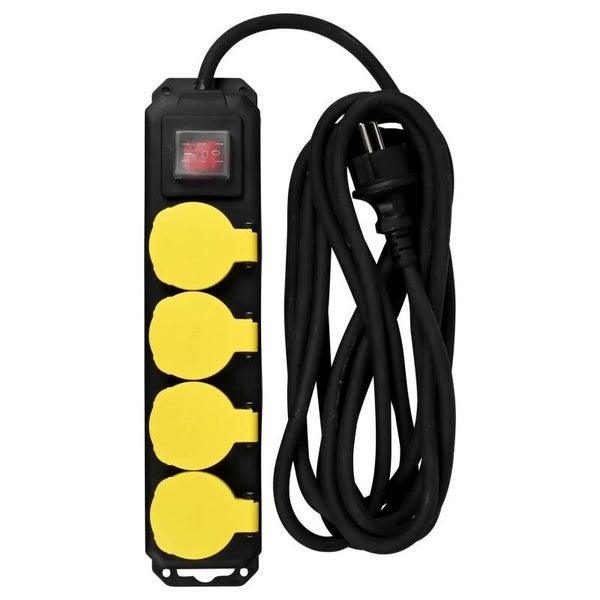 Benson Stekkerdoos 4-voudig + RA + schakelaar 5.0 mtr IP44