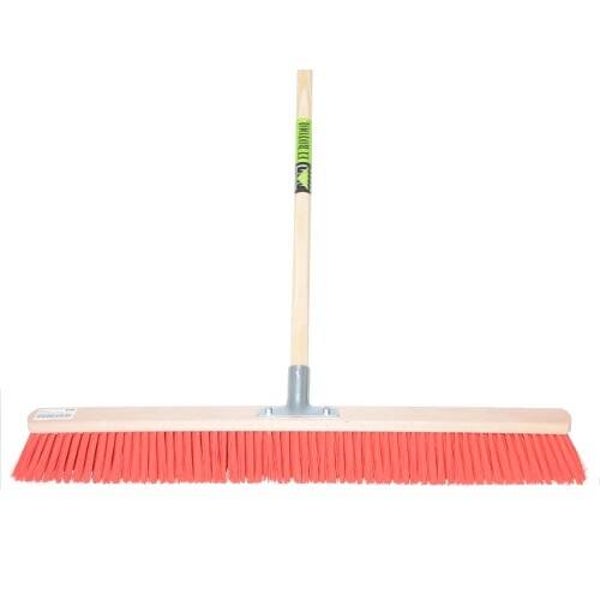 Eurotool Bezem 80cm, rood nylon +stokhouder -MM- +steel 150cm