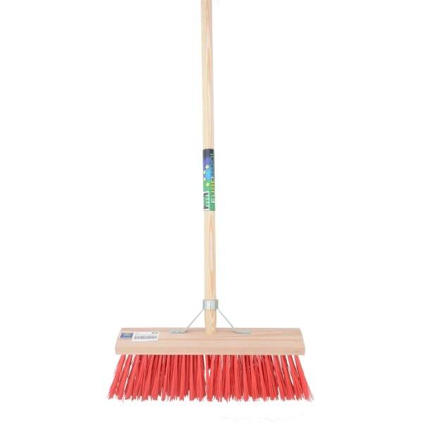 Eurotool Bezem FSC 41cm, kunstvezel rood  steel 150cm