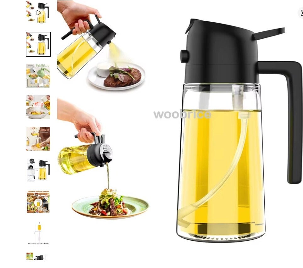 2in1 Kitchen Spray Oil Dispenser Oil Sprayer Polisher Or Only Brush Spray for Air Fryer Salad Grilling Roasting Cooking Kitchen