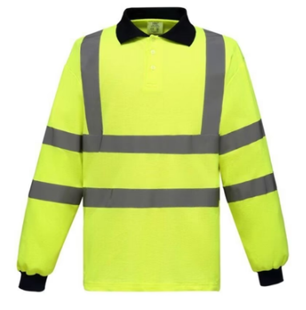 Hoge zichtbaarheid polo lange mouwen - bedrukt met logo of tekst