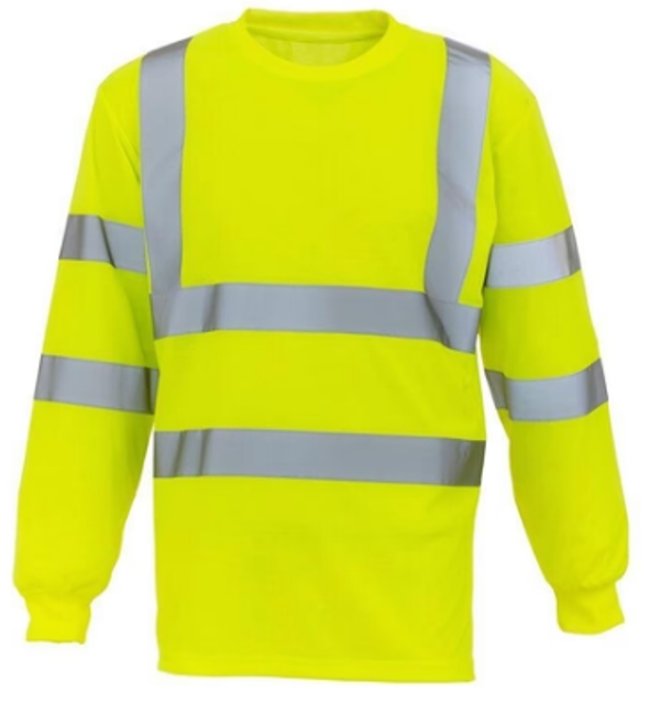 Hoge zichtbaarheid t-shirt lange mouwen - bedrukt met logo of tekst