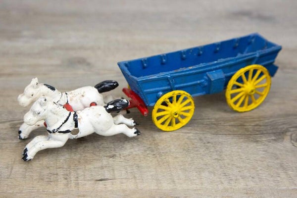 Oud gietijzeren Hubley Toys uit Kenton paardenwagen