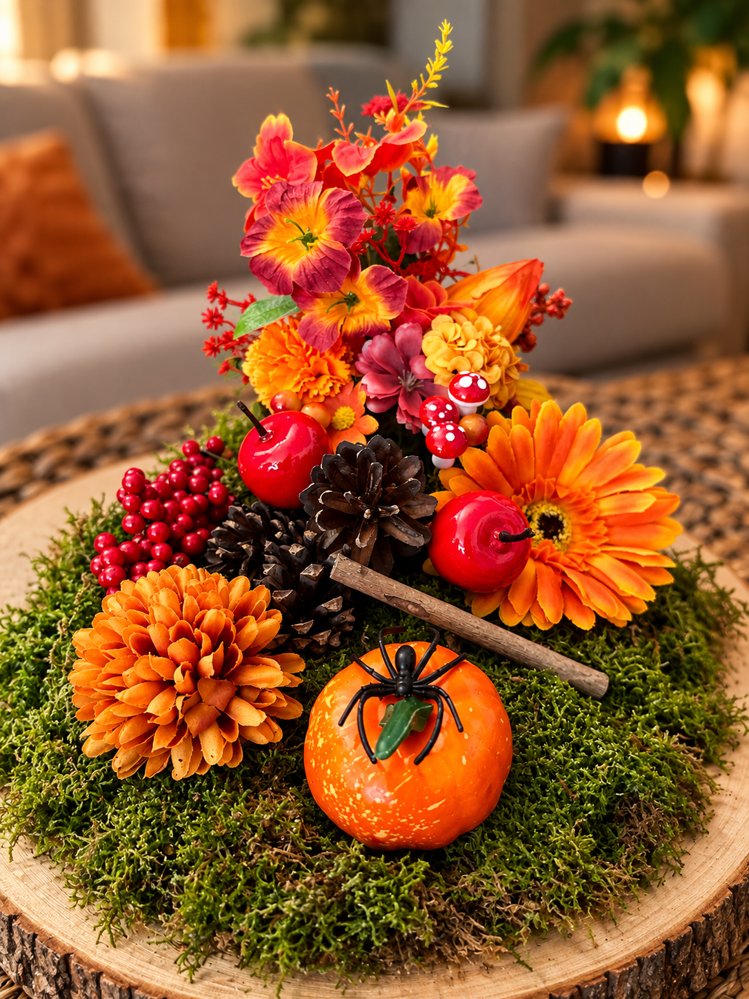 DIY herfststukje op oase bol.