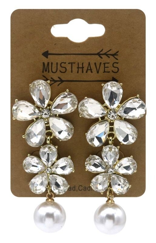 Fashion Earrings Flowers Crystals