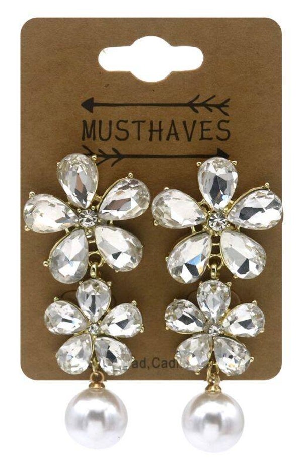 Fashion Earrings Flowers Crystals