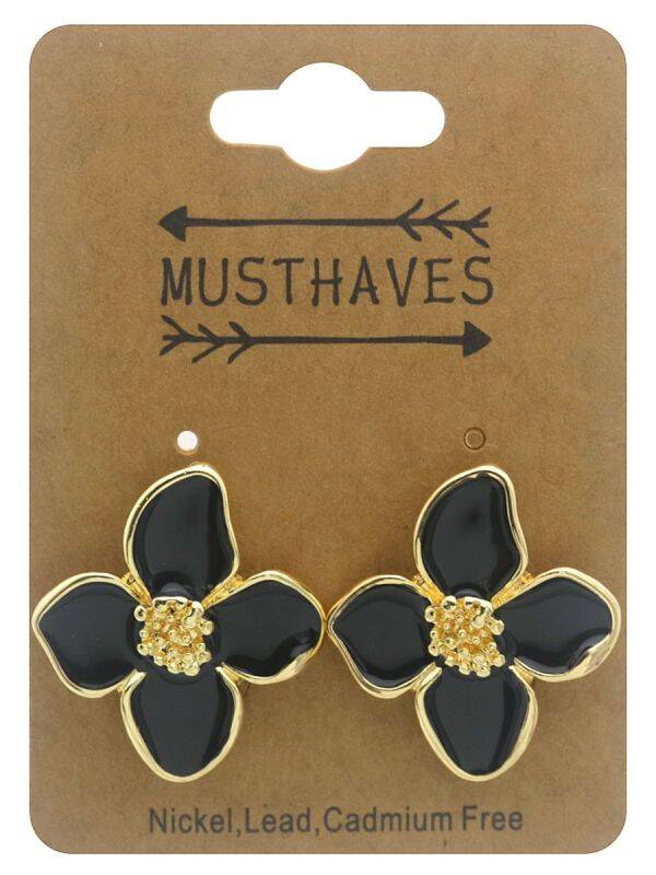 Earrings Flowers Zwart / Goud