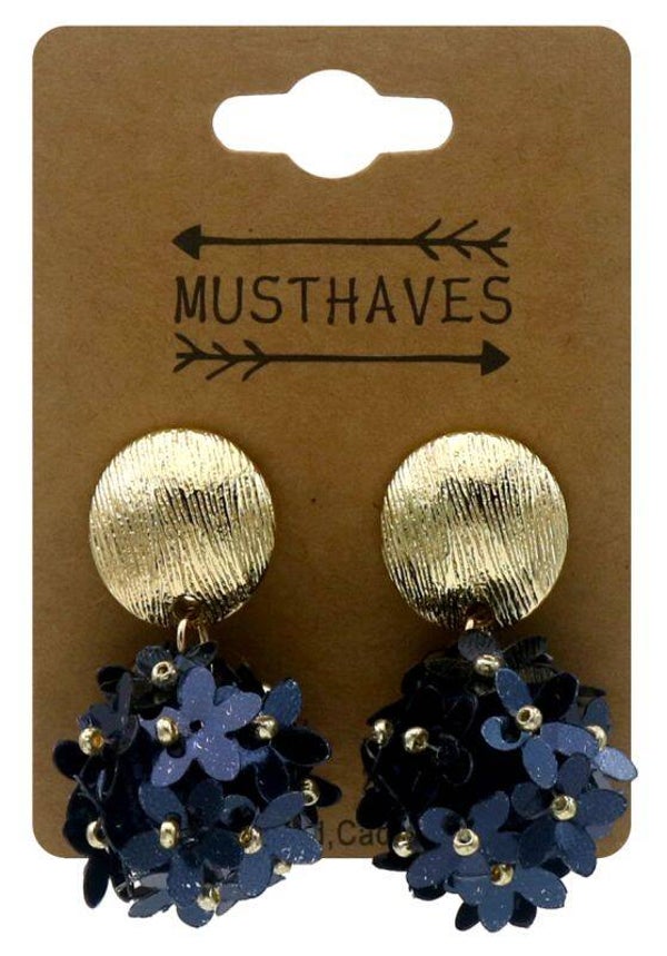 Fashion Earrings Flowers 3.5x2.5cm Blue