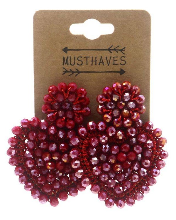 Earrings Faceted Glass Beads Heart