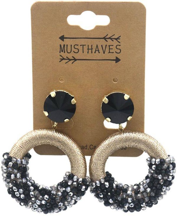 Earrings Faceted Glass Beads Grey