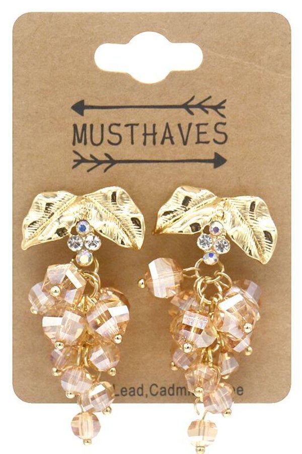 Earrings Faceted Glass Beads Bruin / Goud