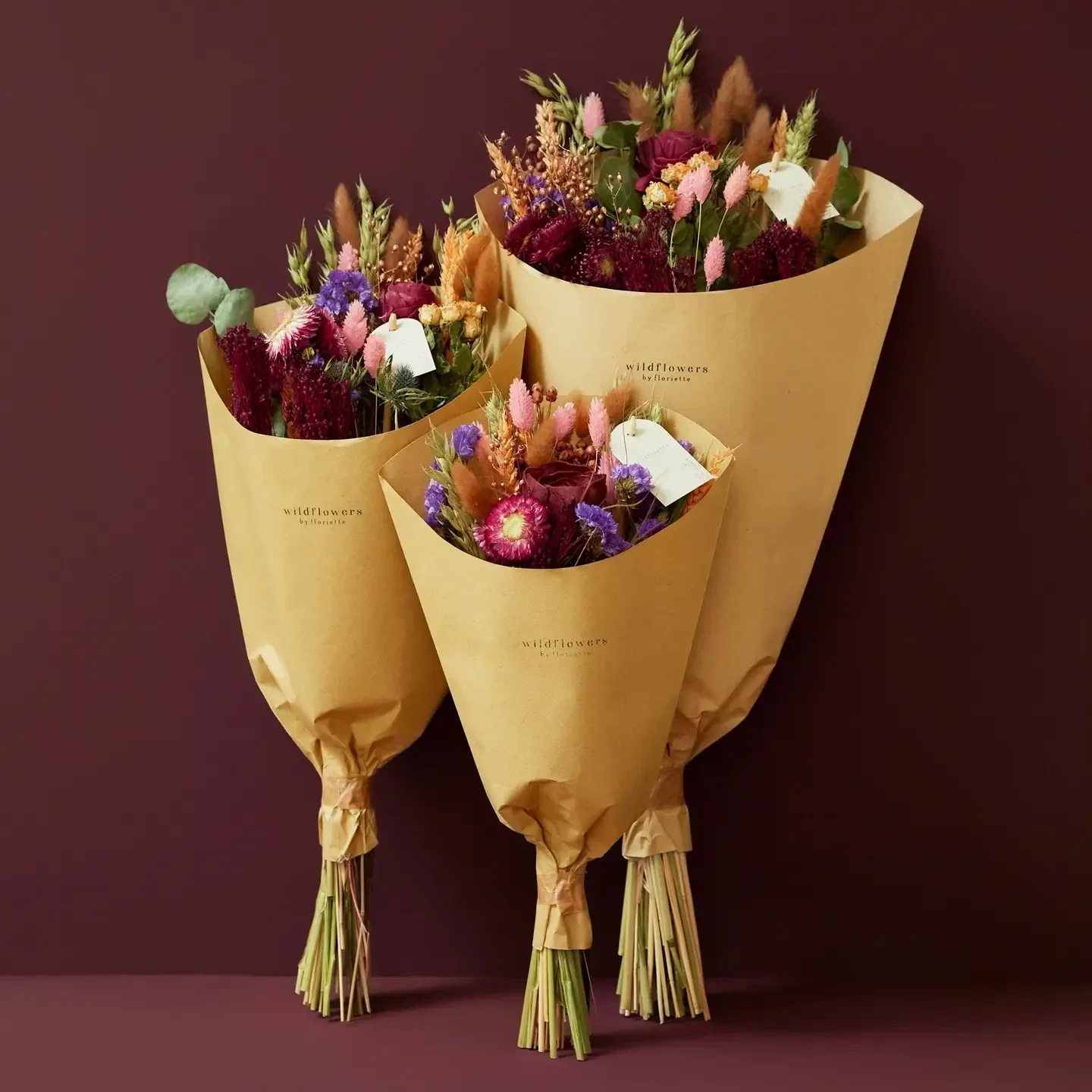Dried Flowers - Field bouquet - Burgundy
