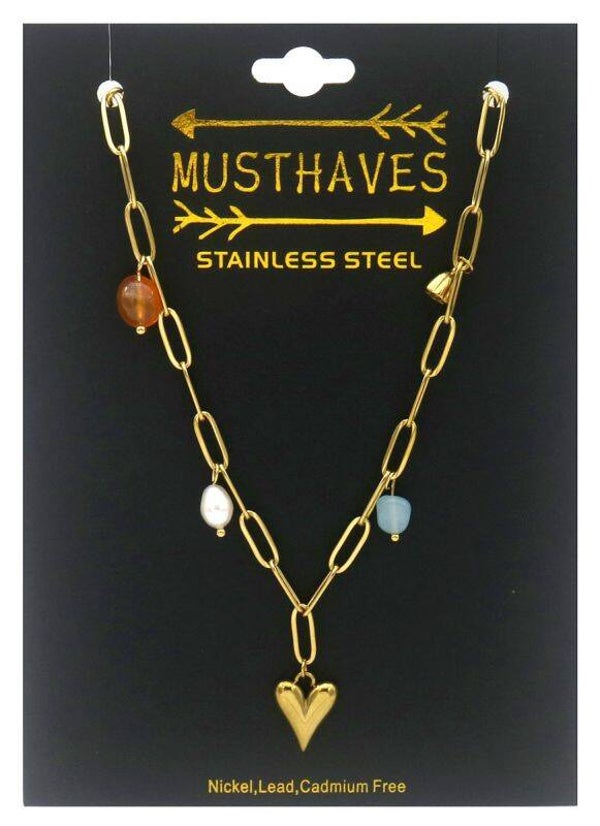 Schakel bedel ketting met hart