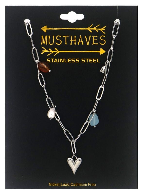 Bedelketting met hart zilver