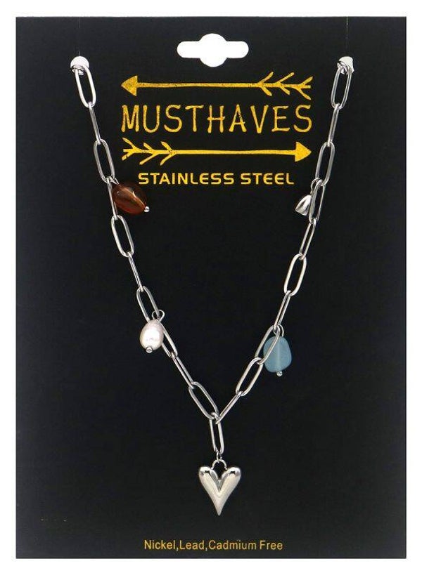 Bedelketting met hart zilver