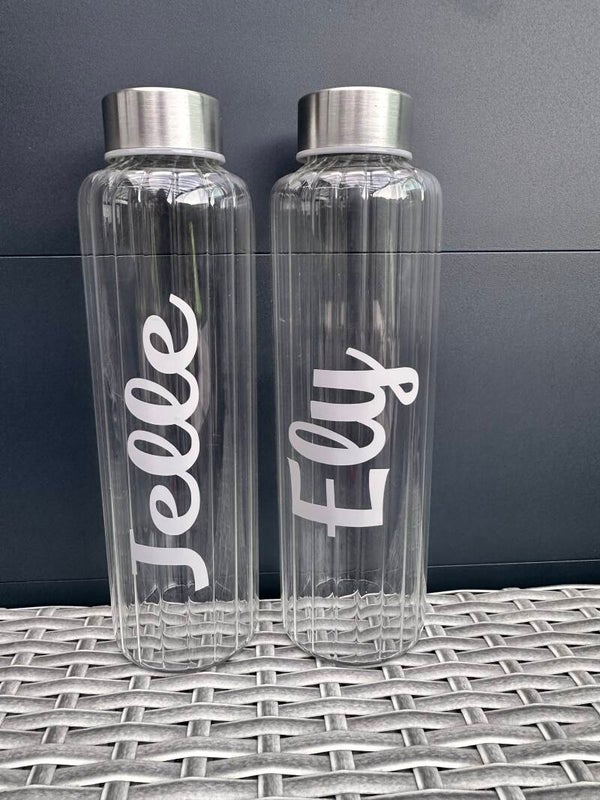Gepersonaliseerde glazen drinkfles