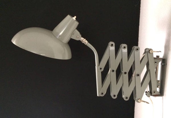 1950's German Industrial Design Scissor Harmonica Adjustable Wall Lamp Grey