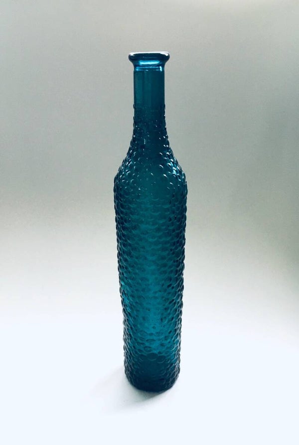 Vintage Empoli Design Blue Glass Decanter Bottle, Murano Italy 1960's