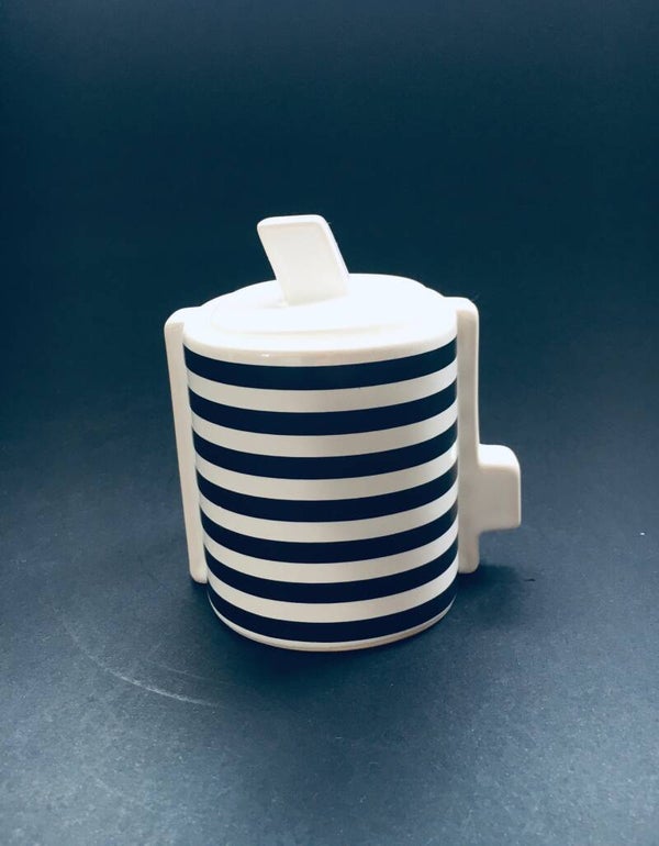 Postmodern Marlett Design Handmade Pottery Sugar Bowl 1980's Italy