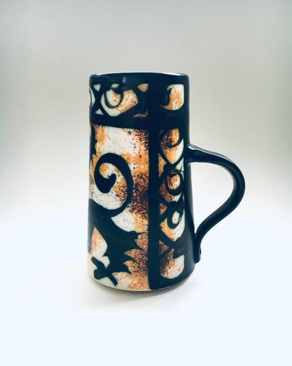 Original Art Celtic Pottery Ceramic Pitcher, Newlyn Cornwall 1960's