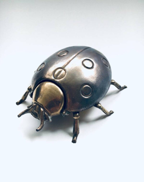 Hollywood Regency Style Brass BEETLE container figure 1970's