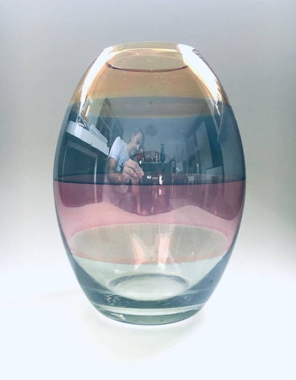 Rare Italian Art Glass Vase in 4 stained colors Italy 1970's