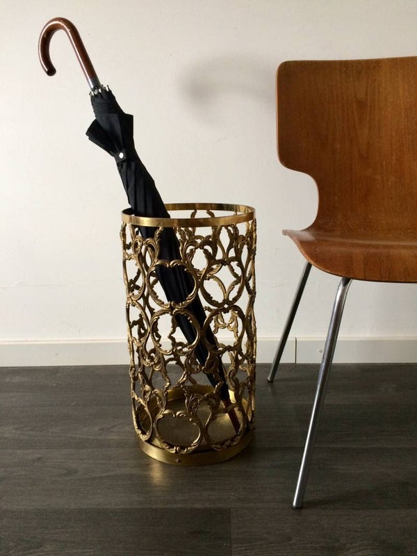 1960's French Empire Hollywood Regency Design Brass Umbrella Stand
