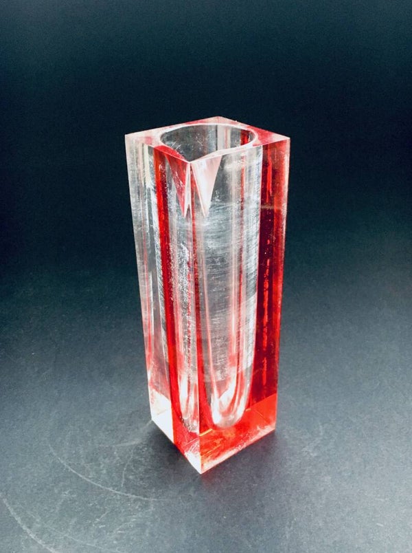 Postmodern Design Plexi Glass 2 color Vase 1980's