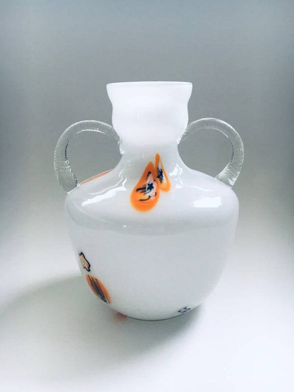 White Murano Art Glass Vase 1960's Italy