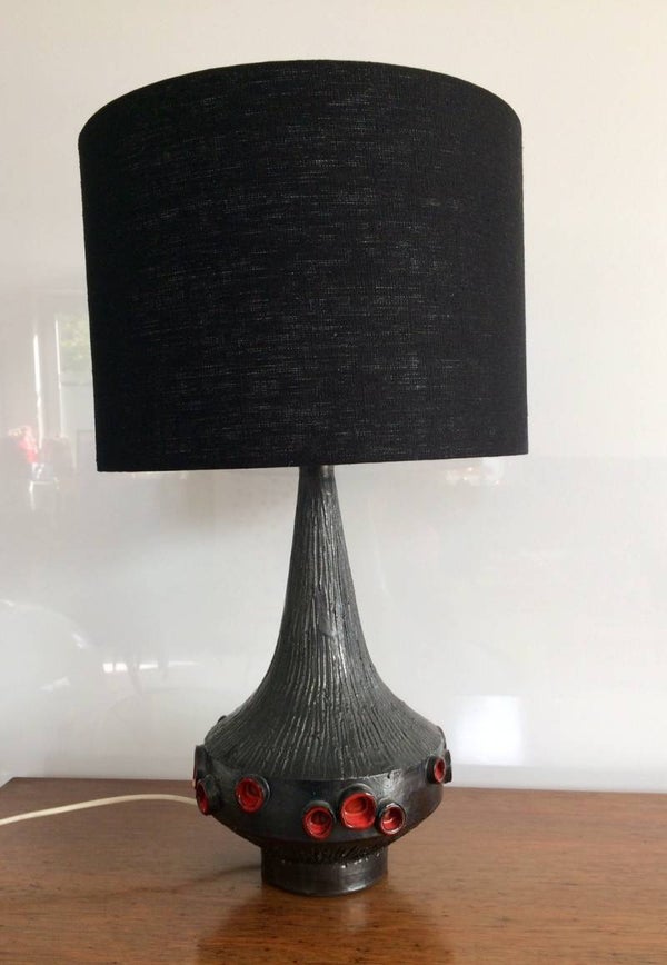 1960's Belgian Art Pottery Perignem Table Lamp Rogier Vandeweghe Design