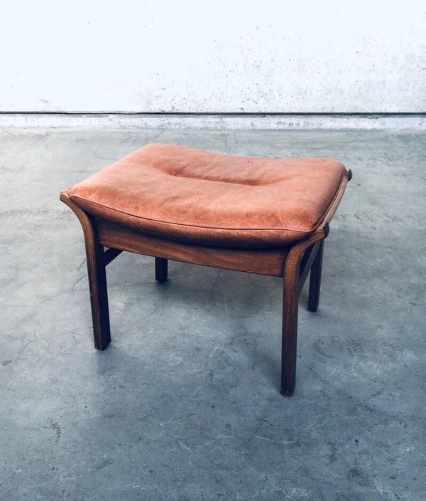 1970's Scandinavian Design Leather Stool Piano Seat