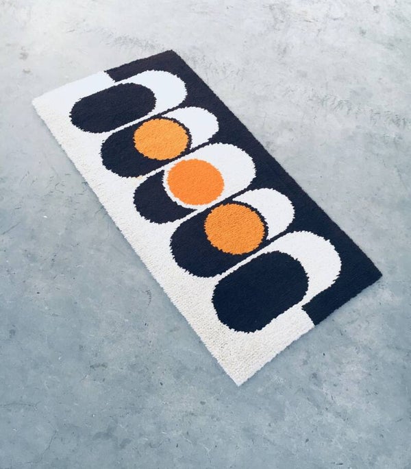 Vintage Abstract Design Bath or Bedside Carpet 1960's - 1