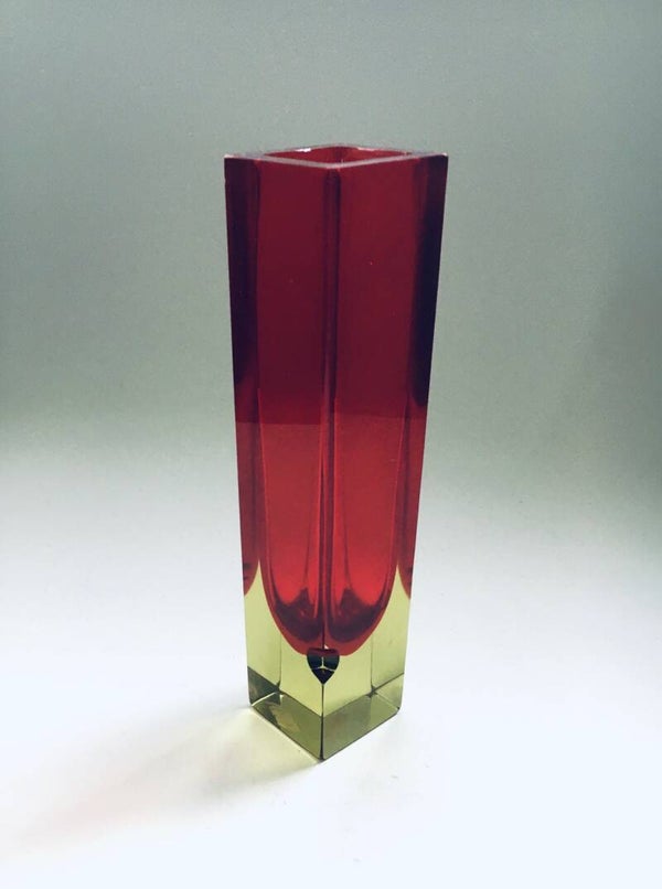 Midcentury Modern Italian Design Sommerso Glass Vase, 1960's Murano Italy