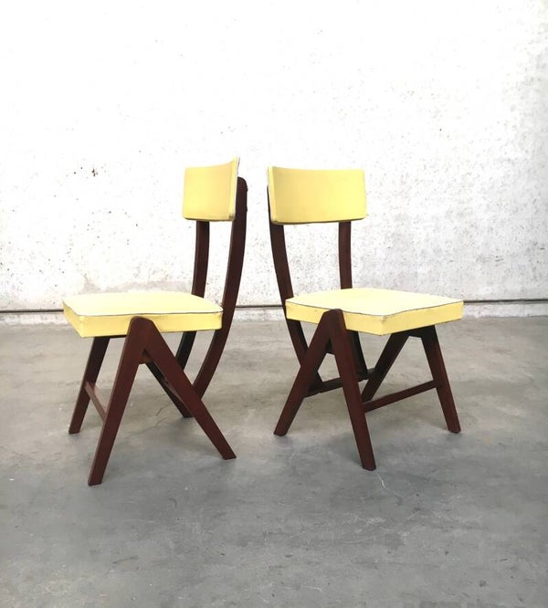 Vintage 1950's French Design Set of 2 Kitchen Chairs