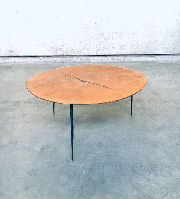 Modern Design Slender metal with wood veneer top coffee table