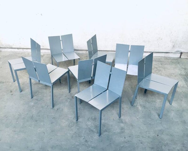 Post Modern Design set of 8 Office Chairs by Frans Van Praet, 1990's