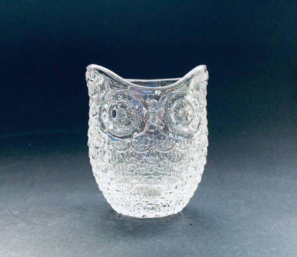 Vintage Scandinavian Design Glass OWL Candle Holder 1970's